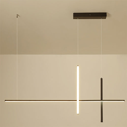 Sleek Rectangular LED Pendant Light with Integrated Lighting for Dining Room & Kitchen
