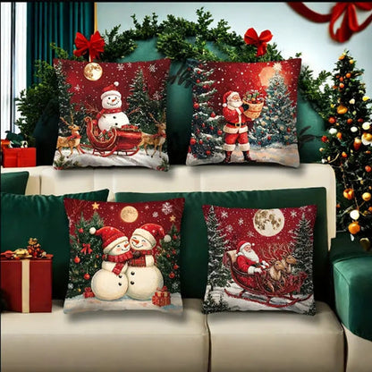 Sable Christmas Cushion Cover - Festive Cotton Blend, Zippered Closure