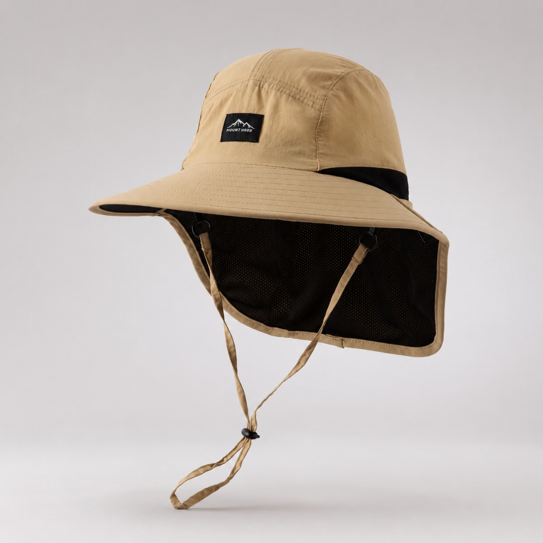 Chapeau de randonnée à large bord avec protège-nuque et protection solaire UPF 50+ pour le trail, la randonnée et les aventures estivales en plein air