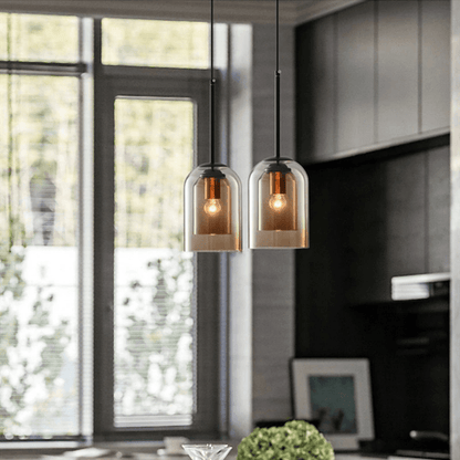 Glass Pendant Light Fixture Gray or Amber for Bedroom Dining Room Kitchen Island Modern Ceiling Lighting