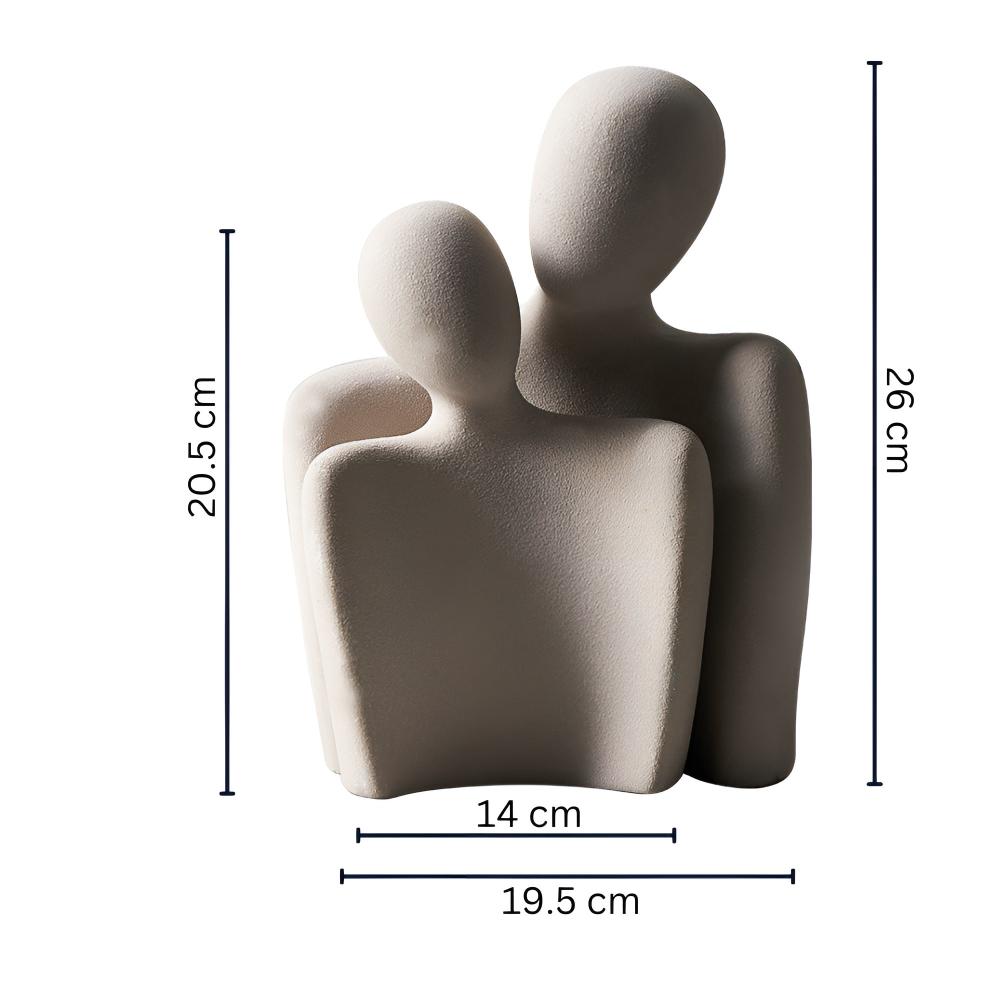 Romara Ceramic Sculpture - Elegant Couple Design, Grey Finish
