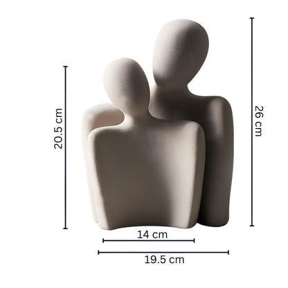 Romara Ceramic Sculpture - Elegant Couple Design, Grey Finish