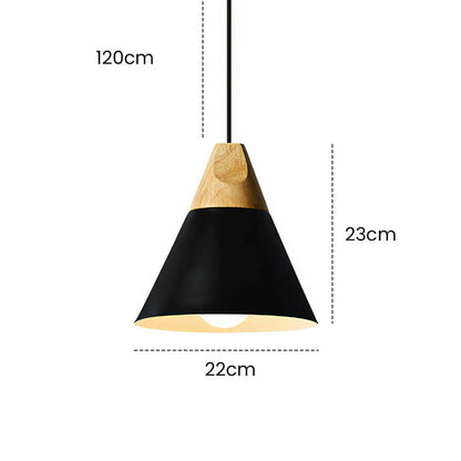 Aluminum & Wood Hanging Lamp E27 Socket Gray Black White Yellow Kitchen Island Dining Table Overhead Fixture Scandinavian Style Modern Minim