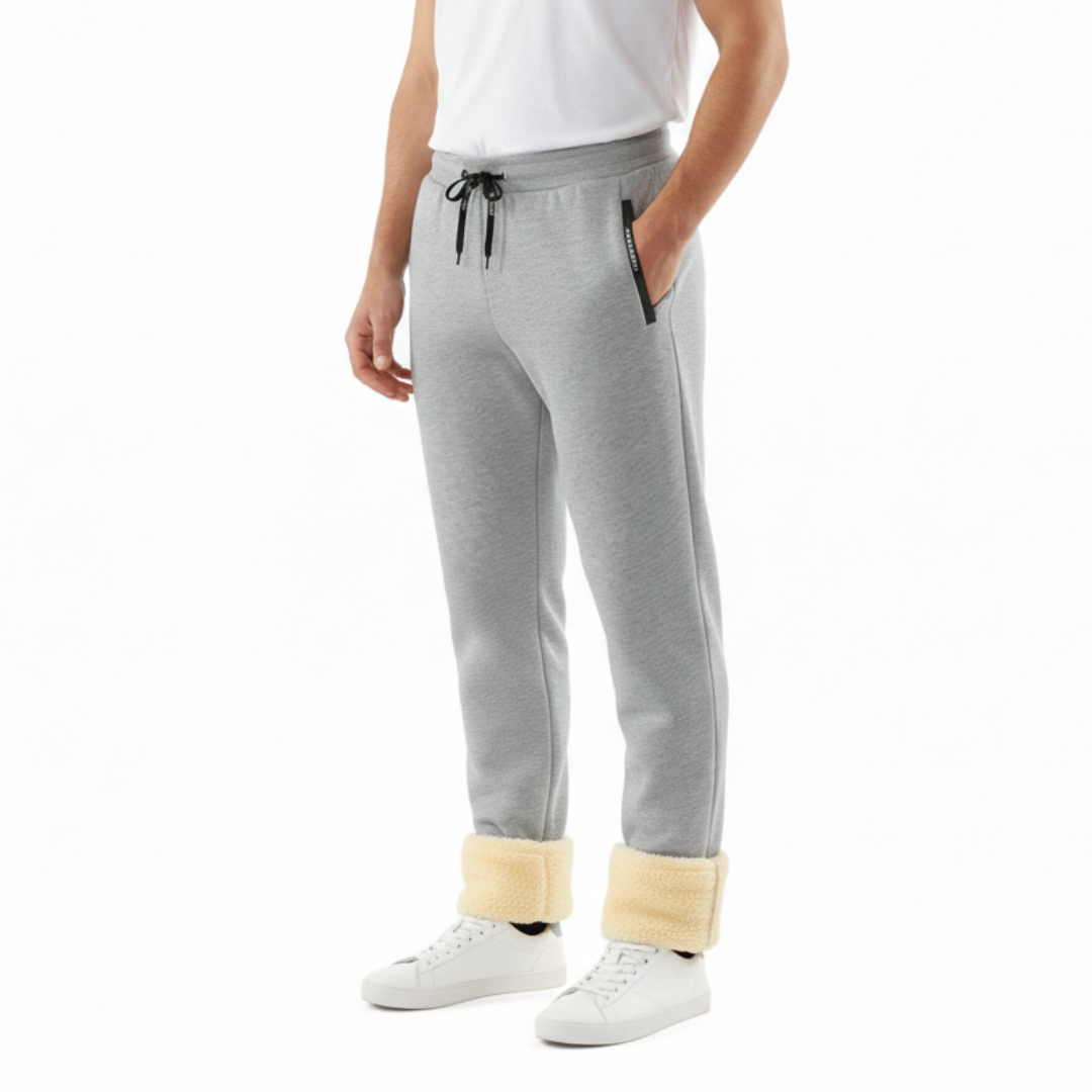 Thermal Fleece-Lined Joggers with Zippered Pockets – Winter Sweatpants for Men