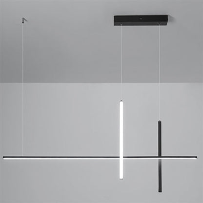 Sleek Rectangular LED Pendant Light with Integrated Lighting for Dining Room & Kitchen