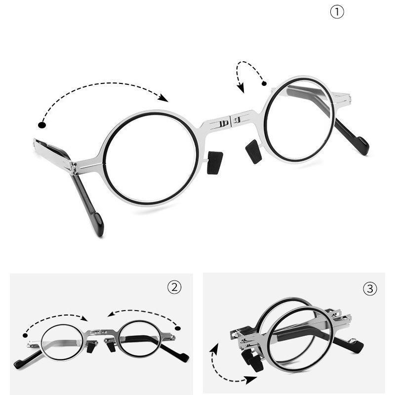 Compact Folding Reading Glasses with Blue Light Blocking Lenses for Men & Women | Lightweight Titanium Frame Readers with Case | Portable Ey