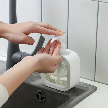 Dual Liquid Pump Bottle Set for Countertop Organization White Plastic Refillable Hand Wash Lotion Dish Liquid Dispenser for Kitchen Sink Bat