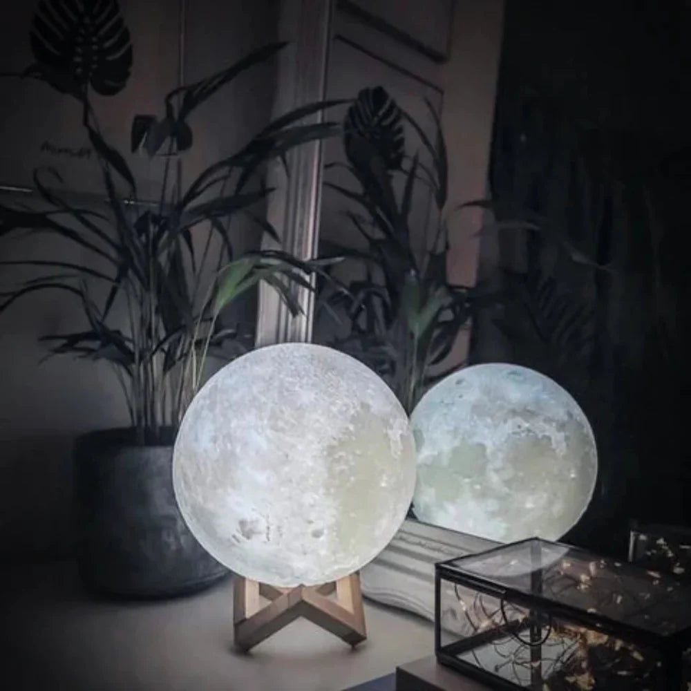 3D Printed Lunar Globe Night Light with Touch Control & USB Charging for Bedroom, Living Room, Kids