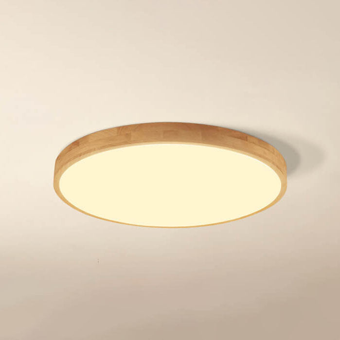 Round Wood Overhead Light Fixture with Adjustable Temperature Settings 12-24 Inch Low Profile for Bedroom Living Room Kitchen Dining Area Co