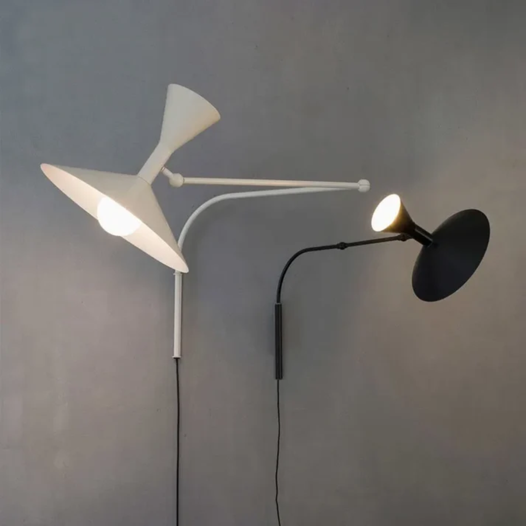 Adjustable Swing Arm Wall Sconce in Metal for Bedroom Reading, Office Task Light, Living Room Accent | E14 LED Socket