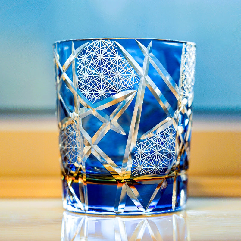 Japanese Cut Crystal Whisky Glass with Gift Box Lightning Pattern Barware for Scotch Bourbon Cocktails Home Bar Décor Artisan Glassware Coll