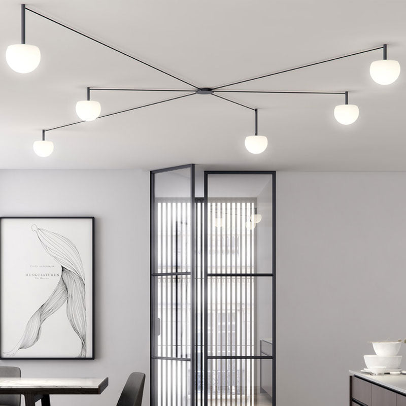 Suspension multi-globes en métal et verre dépoli, 47 pouces, luminaire blanc réglable pour salle à manger, îlot de cuisine, chambre, style scandinave moderne