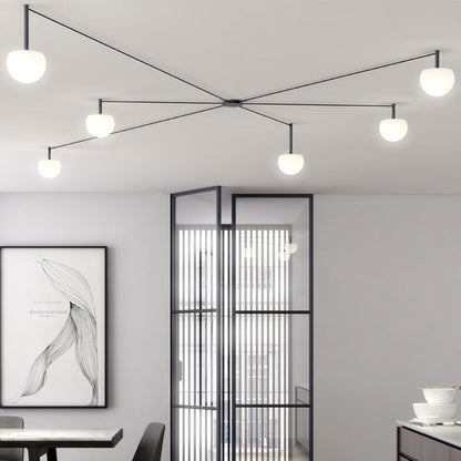 Suspension multi-globes en métal et verre dépoli, 47 pouces, luminaire blanc réglable pour salle à manger, îlot de cuisine, chambre, style scandinave moderne