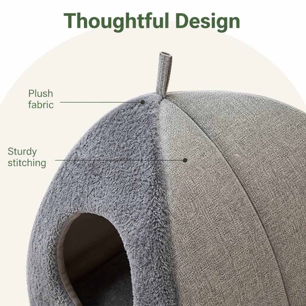 Ortekor Enclosed Triangular Plush Cat Bed
