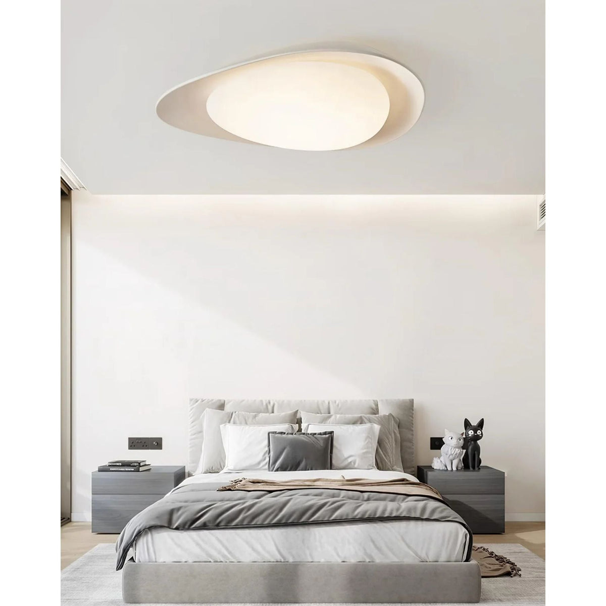 Organic Resin LED Flush Mount Light Green Beige for Bedroom Living Room Dining Room Modern Overhead Lighting Nature-Inspired