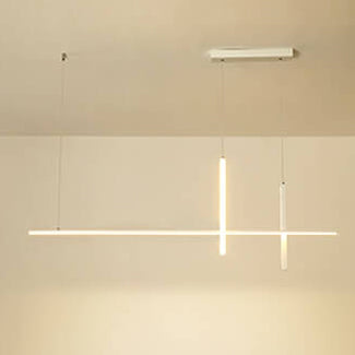 Sleek Rectangular LED Pendant Light with Integrated Lighting for Dining Room & Kitchen