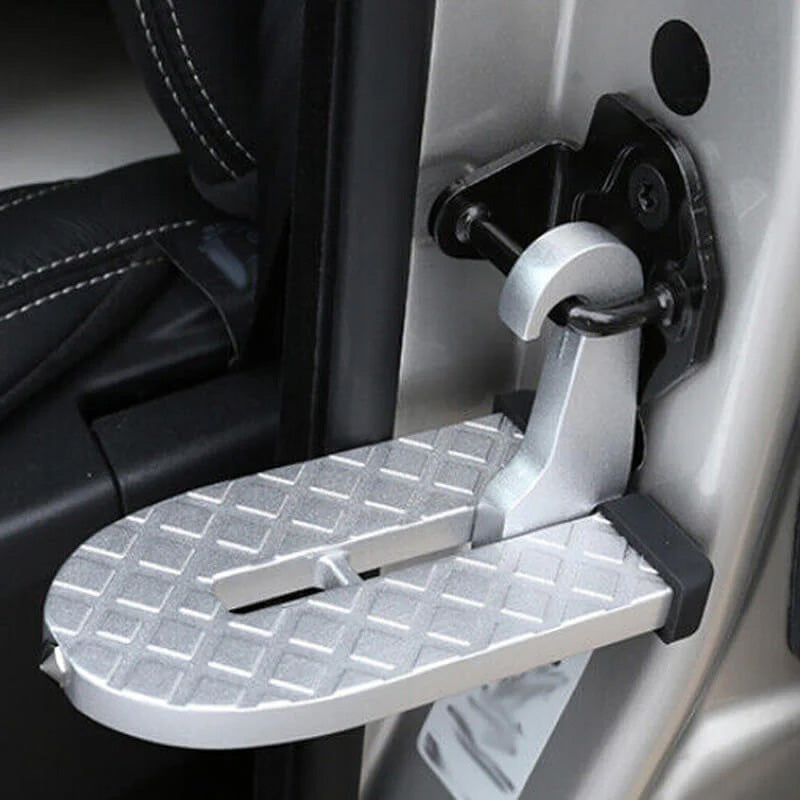 Rooftop Access Step with Emergency Glass Breaker for SUVs, Trucks & Jeeps – Foldable Aluminum Car Door Latch Hook Footstep with Protective