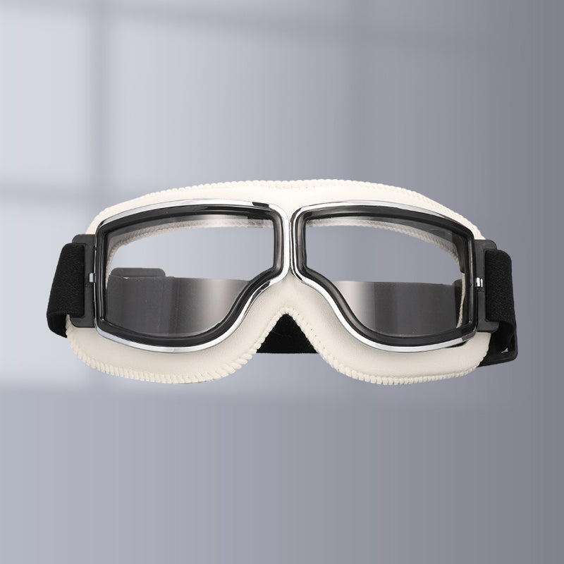 Retro Motorcycle Goggles with Adjustable Strap, UV Protection & Impact-Resistant Polycarbonate Lens for Riding, Cycling & Outdoor Use