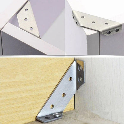 Stainless Steel Corner Braces for Furniture Reinforcement – Triangular Support Brackets for Tables Chairs Shelves Cabinets – Heavy Duty Meta
