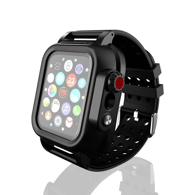 Protective Sport Band & Case Kit for Apple Watch 44mm & 42mm – Silicone Wristband with Snap-On Screen Bumper for Series 6/5/4/SE & Series