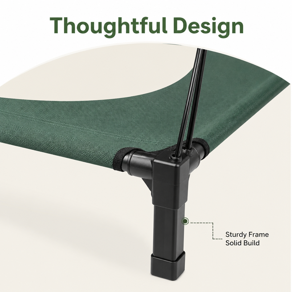 Ortekor Elevated Aluminum Outdoor Dog Bed (Removable Canopy)