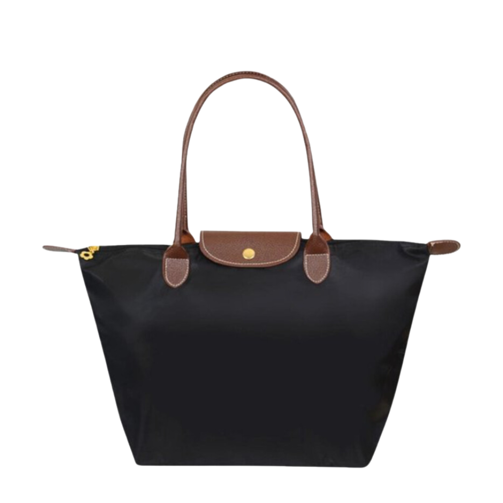 Water-Resistant Nylon Tote Bag with Leather Accents – Spacious Carryall for Work, Travel & Errands