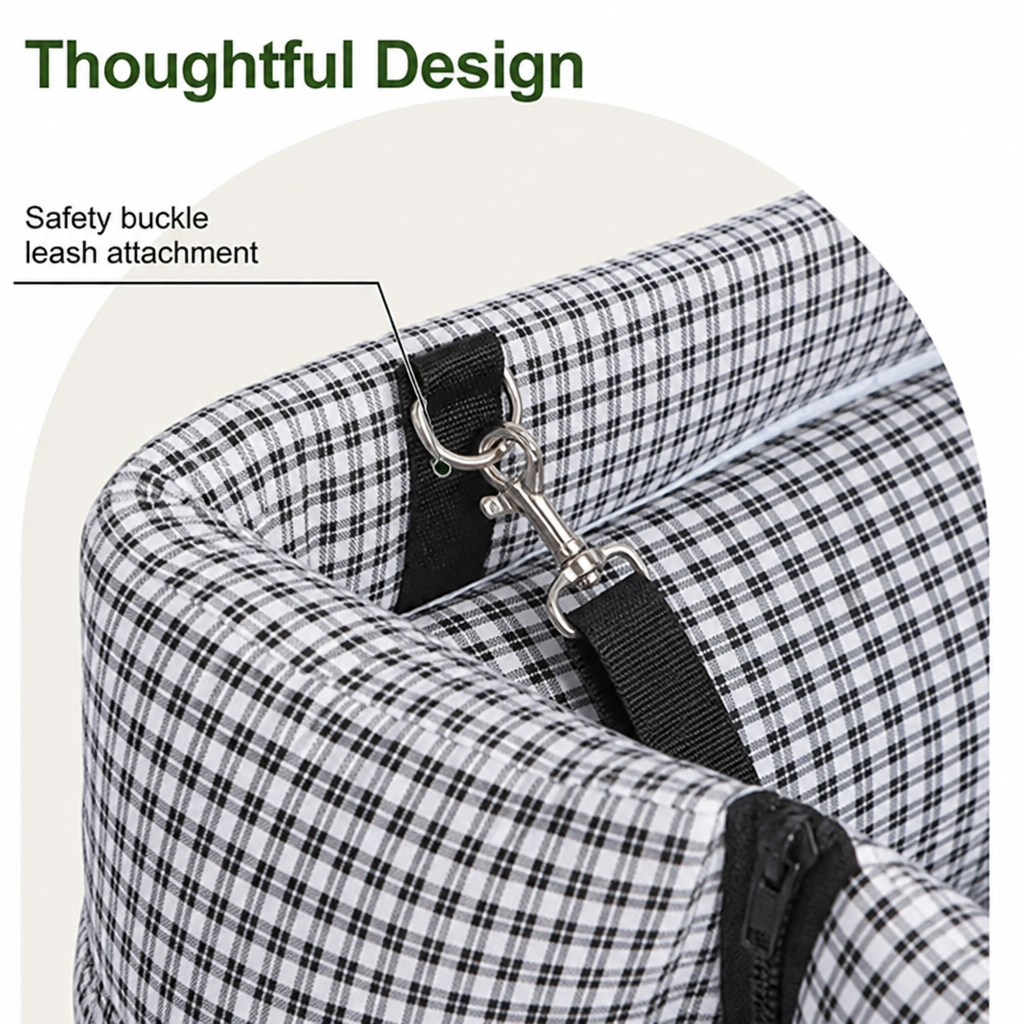 Ortekor Padded Polyester & Chew-Resistant Dog Car Seat (Adjustable Straps)