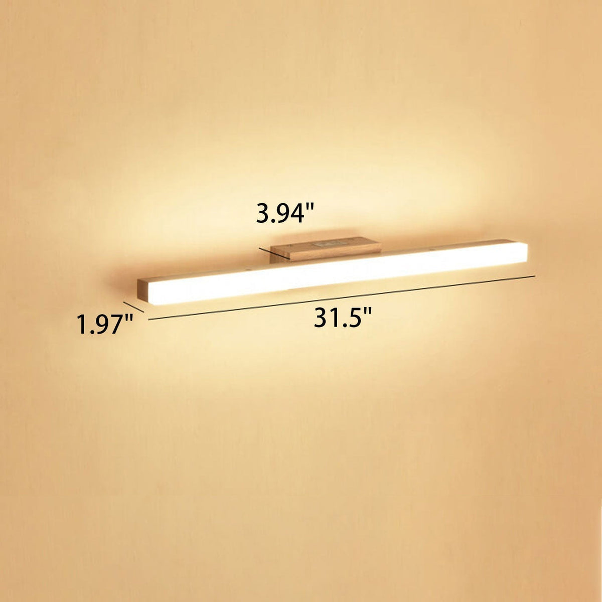 Linear LED Sconce 16W 32-Inch Wood & Acrylic for Vanity Bedroom Hallway Home Office Task Ambient Lighting Modern Hardwired Fixture Low-Profi