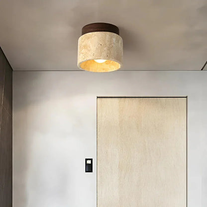Plafonnier encastré en pierre naturelle crème 4,7 po, éclairage LED compact pour entrées, couloirs, chambres, foyers, style minimaliste moderne Japandi