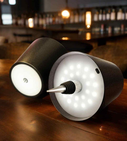 Lampe LED rechargeable pour bouteille, 14 cm, sans fil, lumière chaude, bouchon en aluminium pour bouteilles de vin, décoration de table intérieure et extérieure, sans fil