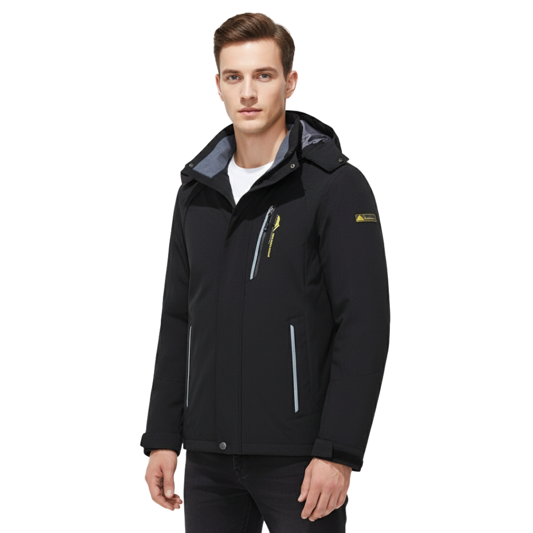 Men's Windproof Rain Shell Jacket with Removable Hood for Hiking, Camping & Outdoor Adventures – Waterproof Lightweight Expedition Coat