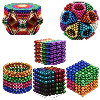 Magnetic Desk Spheres Stress Relief Fidget Set with 216 Mini Building Balls for Creative Puzzle Play Adults Kids STEM Toy