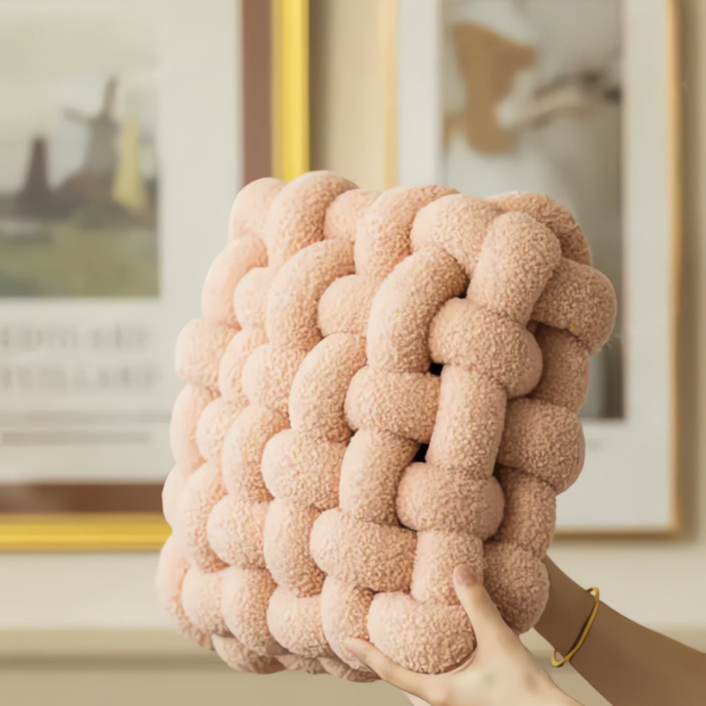 Pinnacle Knot Cushion - Soft Lamb Velvet, Cozy Design