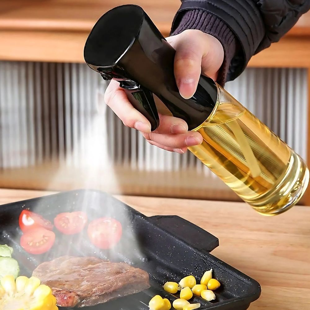 Glass Kitchen Spray Bottle for Cooking Oil Vinegar Dressing 3.5oz Fine Mist Dispenser Refillable for Air Fryer Grilling Baking Salad Prep