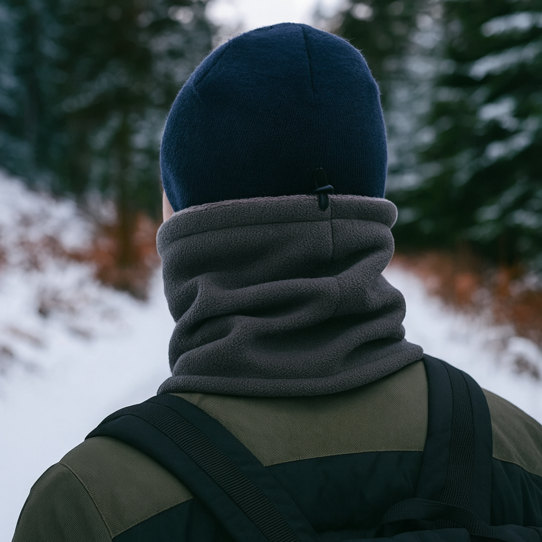 Adjustable Fleece Neck Warmer Gaiter with Drawstring for Winter Sports & Outdoor Activities