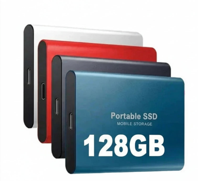 Solid-State Drive USB-C 128GB Storage Device for Laptops Phones Tablets Android Apple Windows Cross-Platform Compatible Ultra-Slim Backup So