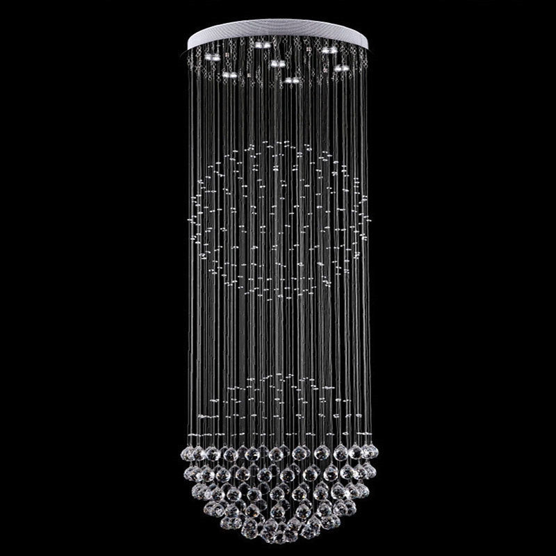 K9 Crystal Sphere Ceiling Chandelier with Cascading Prisms for Living Room Dining Room Foyer Stairwell Modern Contemporary Lighting GU10