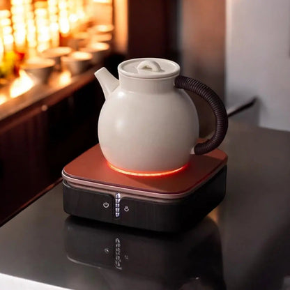 Ceramic Hot Plate Warmer 1000W Five-Temperature Touch Panel for Tea Kettles Pots Infusions Auto Shut-Off Quiet for Kitchen Counter