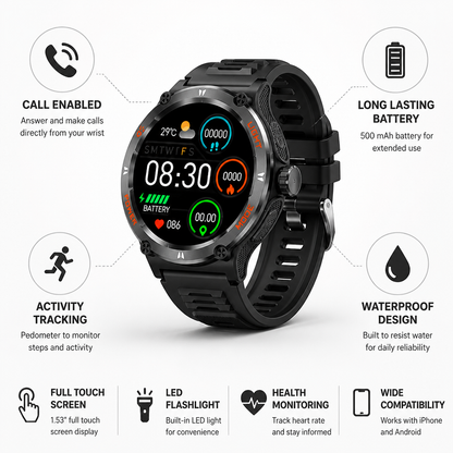 Montre connectée étanche tactile avec fonction appel