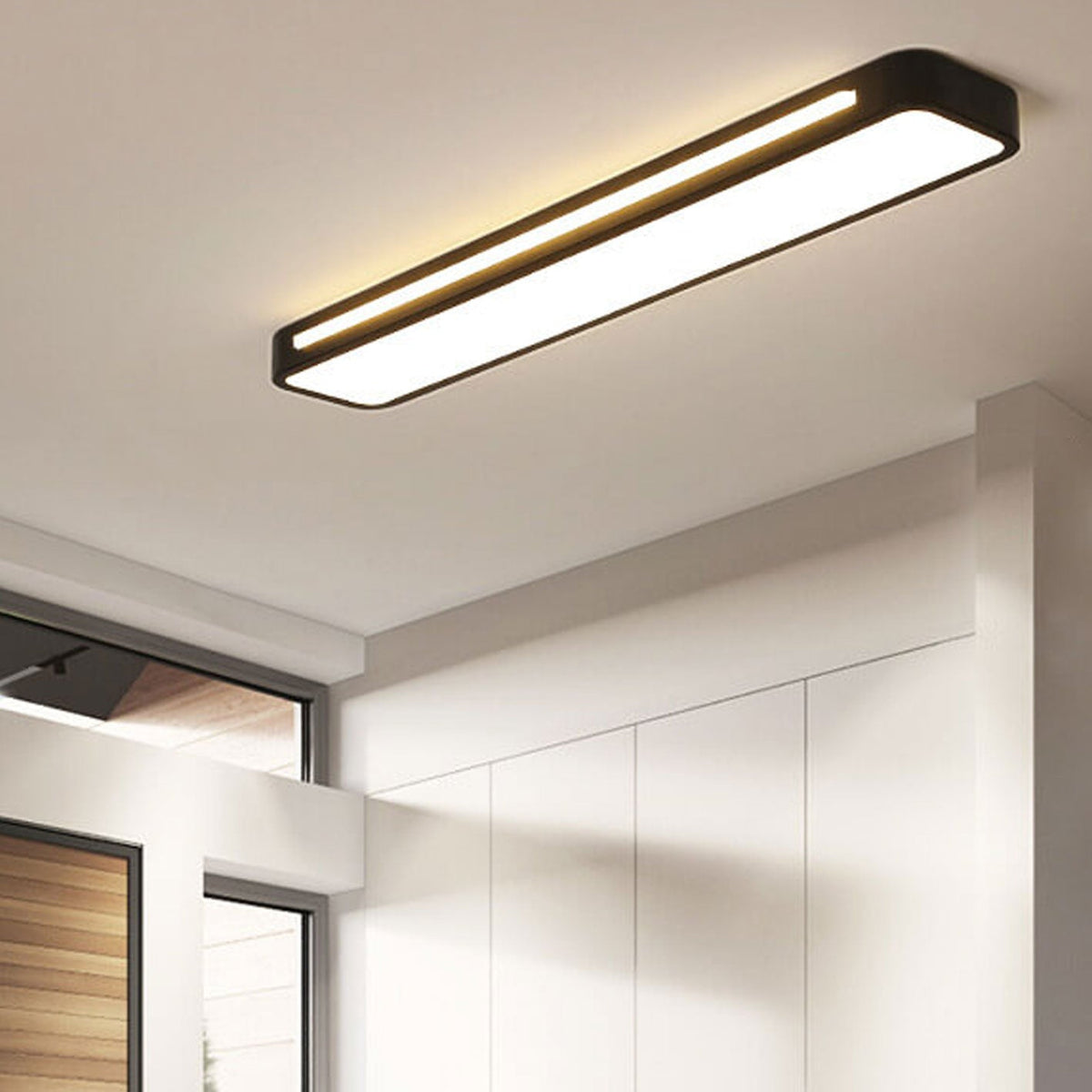 Sleek Rectangular LED Ceiling Light Fixture — Modern Acrylic Flush Mount for Bedroom, Hallway & Living Room