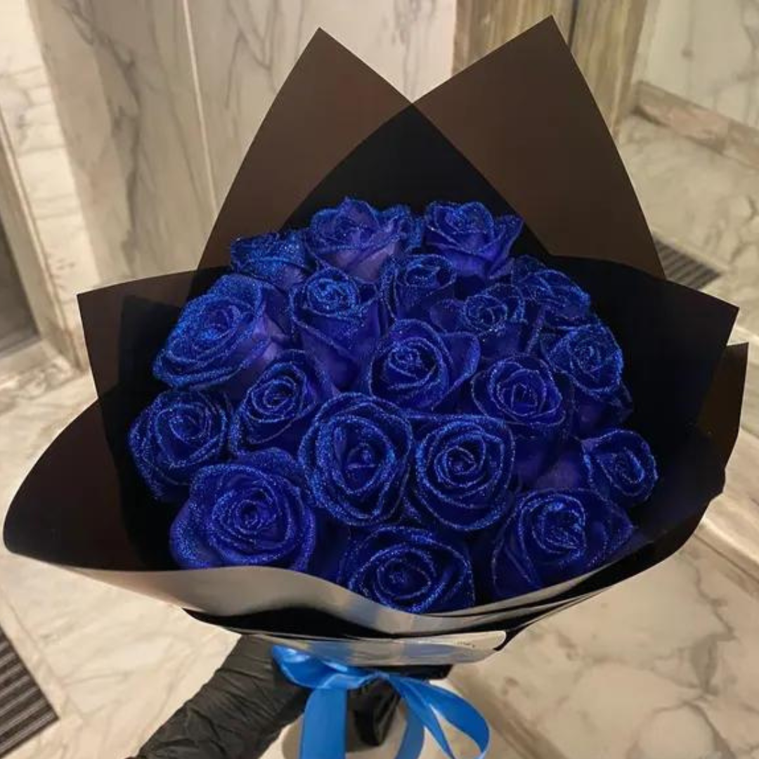 Sparkling Artificial Roses with Glitter Finish for Weddings, Birthdays & Valentine's Day Décor