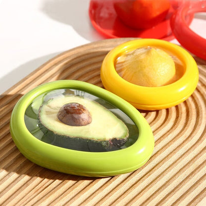 Stretch-Seal Half-Fruit Storage Containers with Snap-On Lids, Set of 4 Nesting Bins for Avocado Lemon Onion Tomato, BPA-Free Fresh Keeper