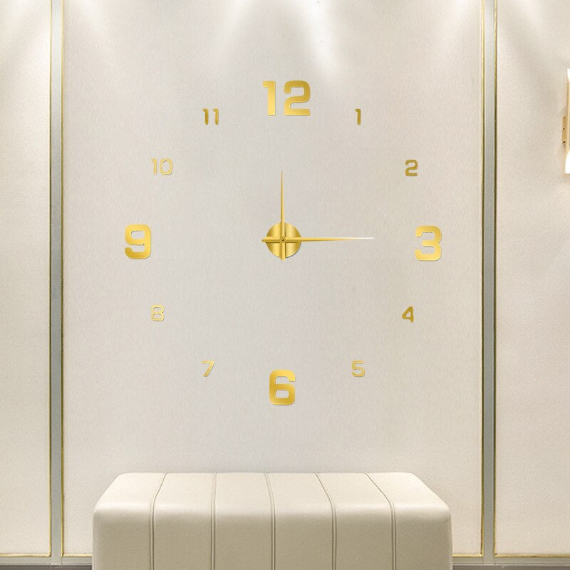 Oversized Noiseless Timepiece for Home & Office – Customizable 3D Layout with Modern Black Finish – Perfect for Open-Plan Spaces and Contemp