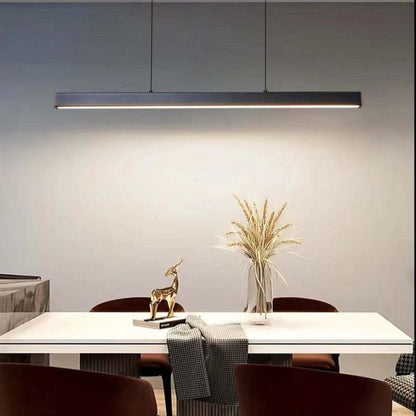 Linear LED Ceiling Light 59 in Metal Acrylic Fixture for Kitchen Island & Dining Room Adjustable Hanging Lamp Modern Black Brown