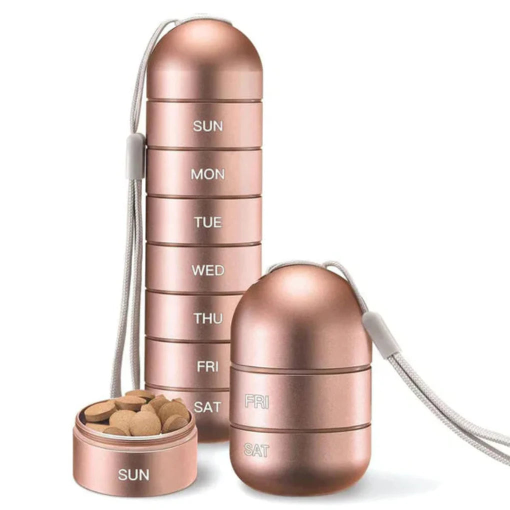 Organiseur de pilules portable de voyage | Pilulier 7 jours en aluminium avec compartiments hermétiques pour une gestion efficace des médicaments