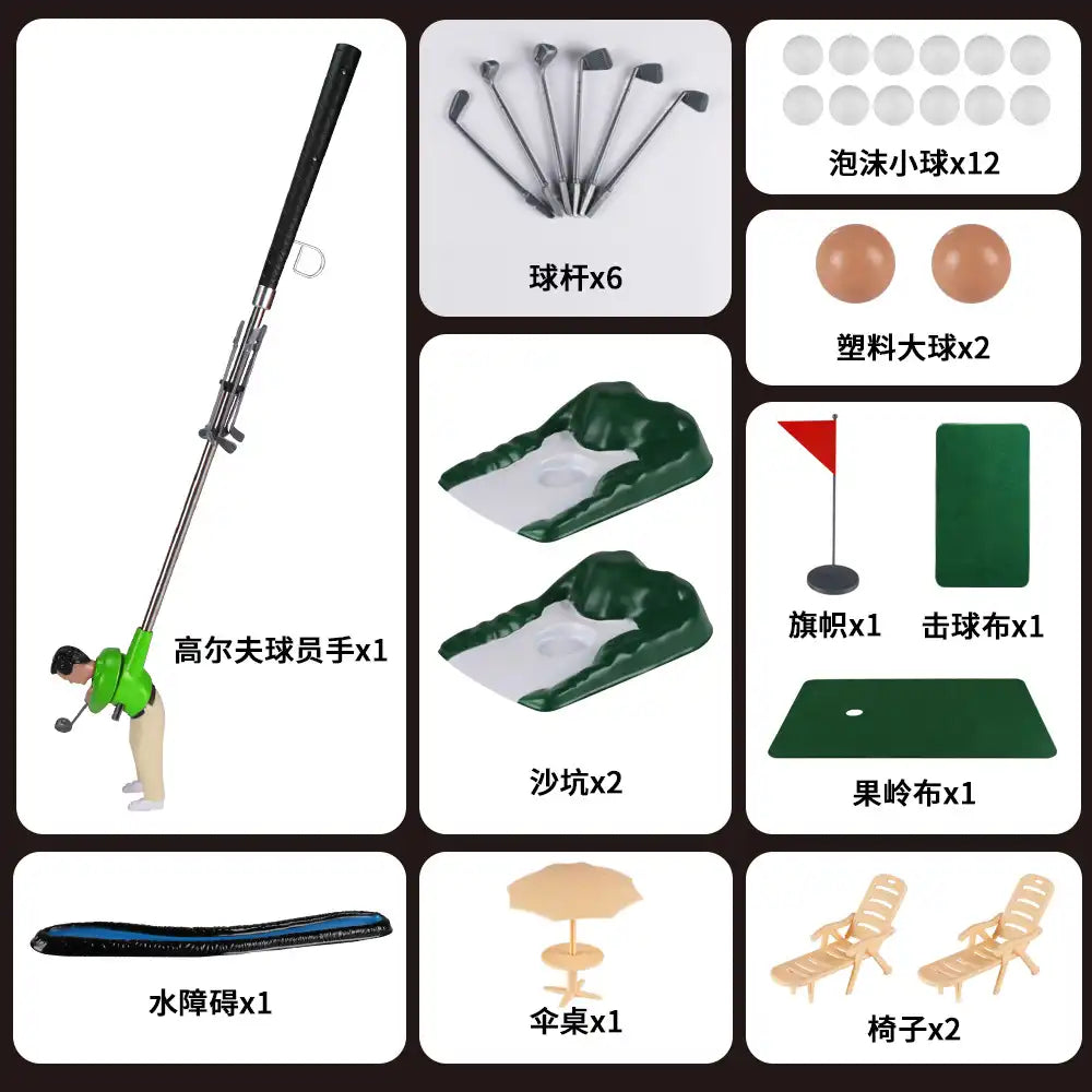 Kit de golf d'intérieur | Ensemble de 5 clubs de golf avec tapis de putting et balles | Idéal pour l'entraînement à domicile