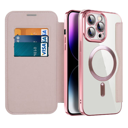 Étui portefeuille pour téléphone avec porte-cartes et fermoir magnétique – Housse à rabat avec protection RFID et support pour iPhone séries 12/13/14/15
