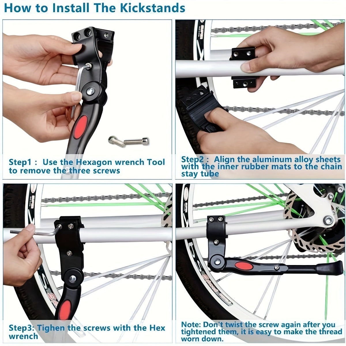 Adjustable Bicycle Kickstand for Road & Mountain Bikes – Aluminum Alloy Support Stand with Quick-Release Height Settings for 24-28 Inch