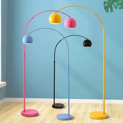 Arched Metal Floor Lamp with Globe Shade for Reading & Living Rooms – Yellow – 70 in Tall – E27 Socket with Foot Switch