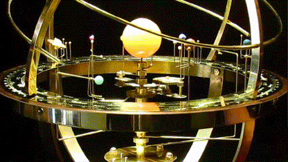 Brass Mechanical Solar System Model with Gemstone Planets & Moons Oak Base Moving Orbit Desk Orrery Educational Science Display Home Decor
